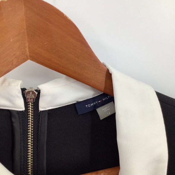 Tommy Hilfiger Women's Black White Collar Shift Dress Size 14 Pockets - Picture 3 of 8